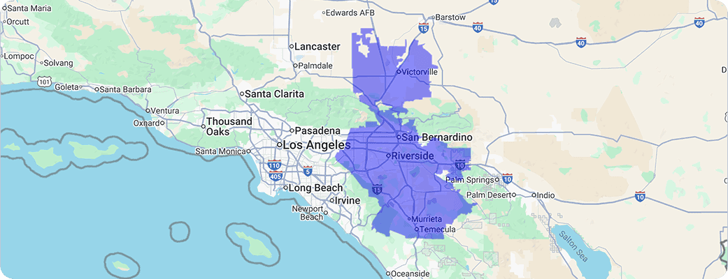 Hawx Sacramento service area map