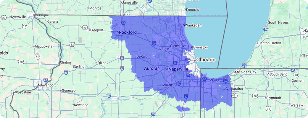 Hawx Chicago service area map