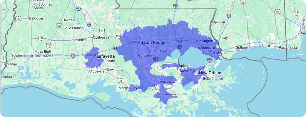 Hawx Baton Rouge service area map