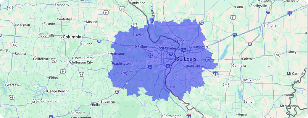 Hawx St. Louis service area map