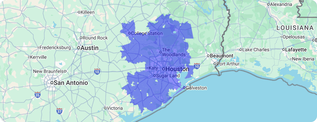 Hawx Houston service area map