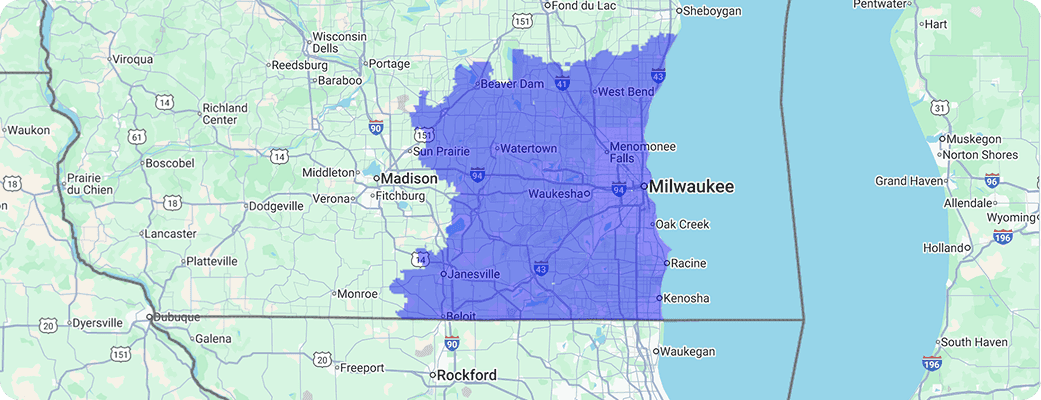 Hawx Milwaukee service area map