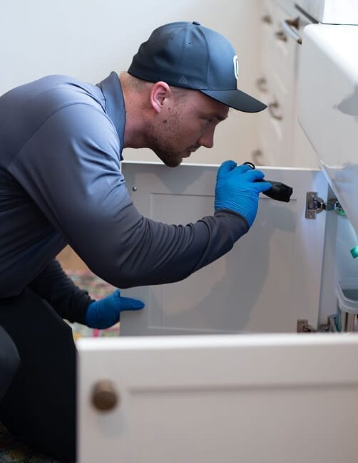 Hawx technician inspecting home for pests